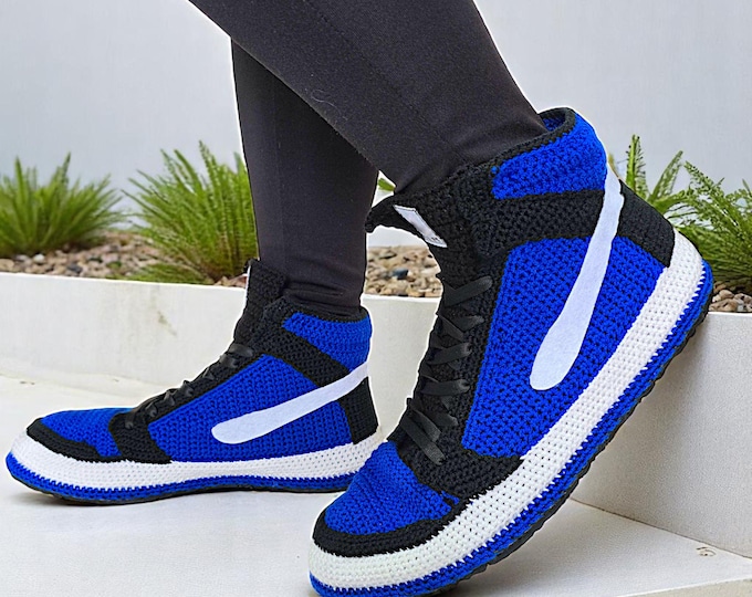 Handmade crochet Jordan sneakers slippers