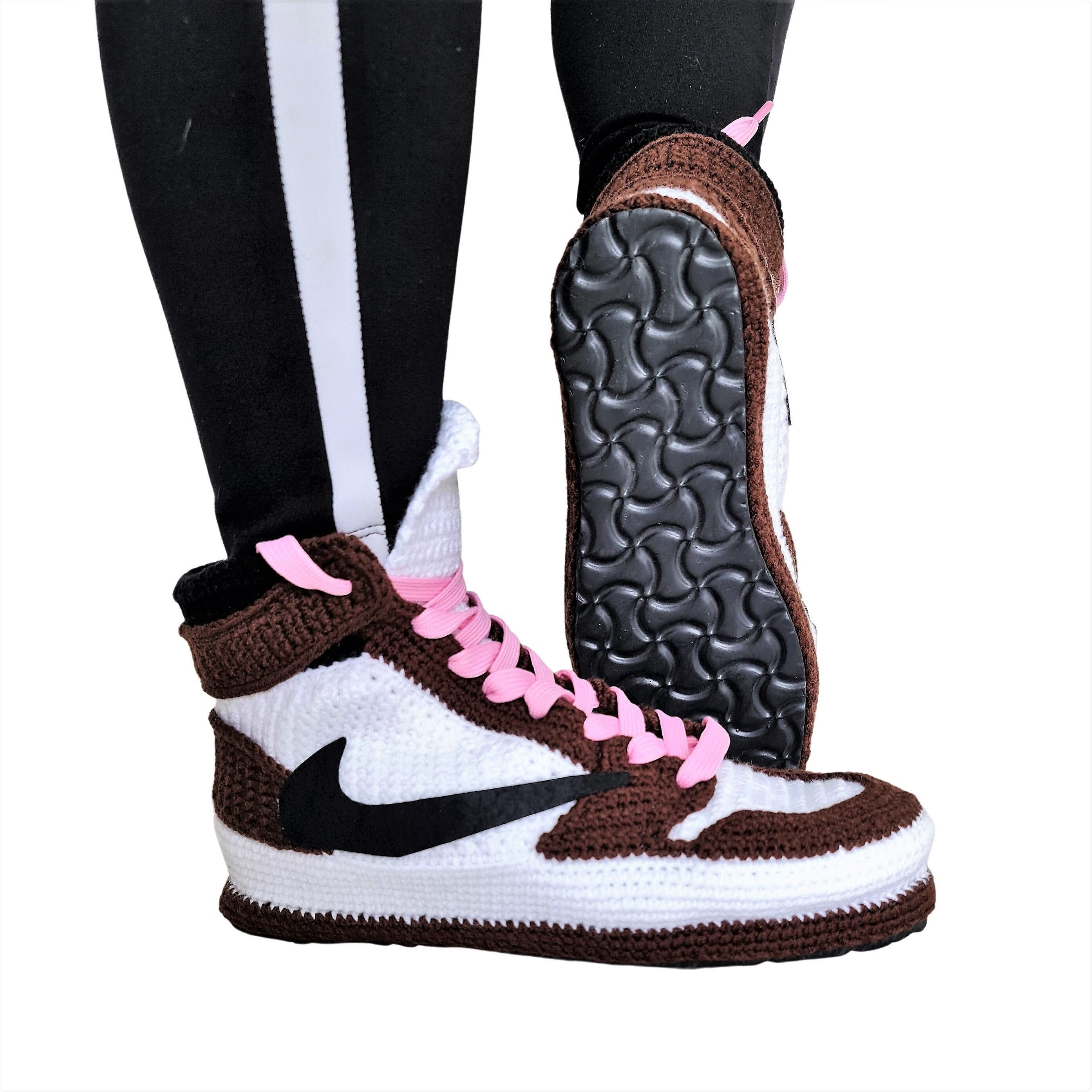 Travis Jordans Sneakers Custom Slippers Scott Pink Lace-up - Etsy