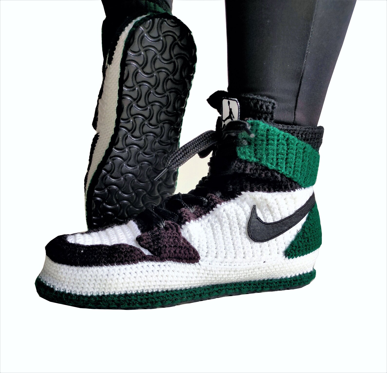 Jordan Sneakers Plush Soft Slippers Custom Home Green Shoes Etsy