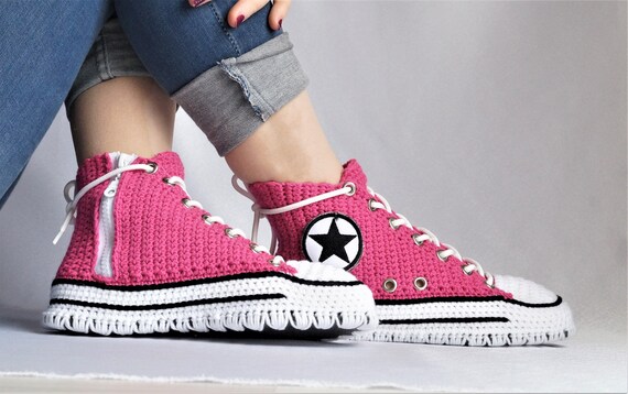 Crochet Converse High Top Fuchsia Glow 