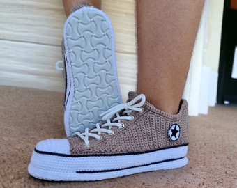 Crochet Converse Converse Bedroom Slippers Custom Crochet Slippers