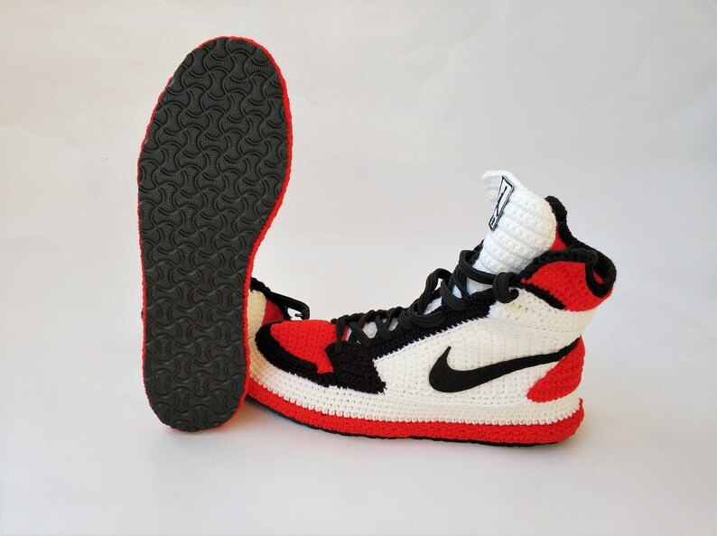 Knitting Style Air Jordan 1 Retro High OG BRED Etsy