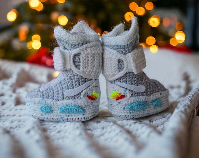Marty McFly Back to the Future Newborn Air Mag Booties, Custom Sneakers, Personalized Baby Gift, New Mom Gift, Baby Shower, First Step Shoes