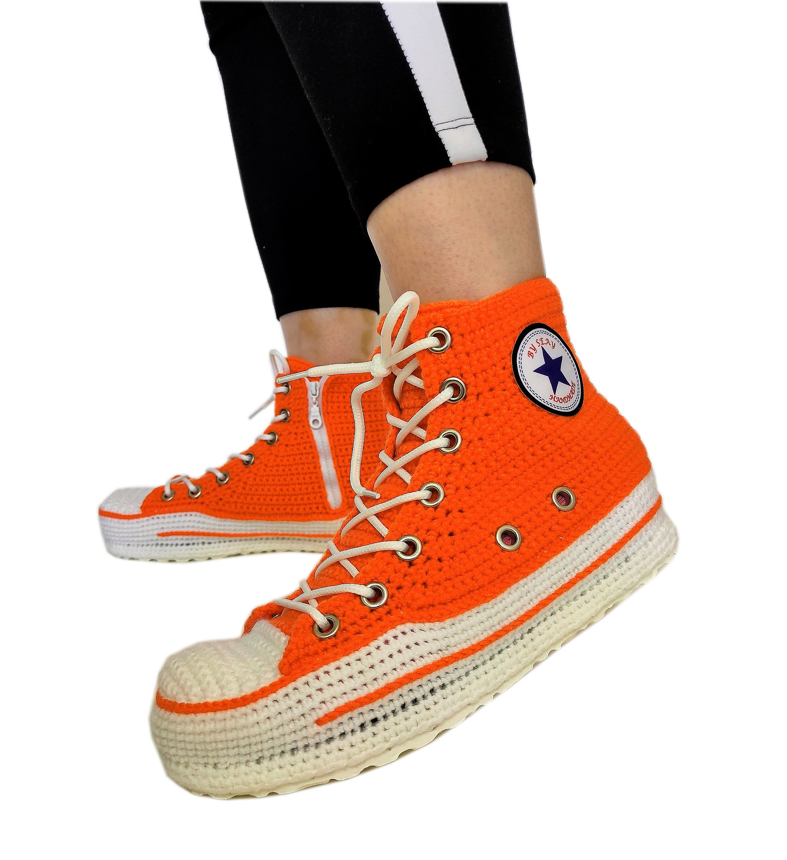 Orange Converse Sneakers Custom Crochet 