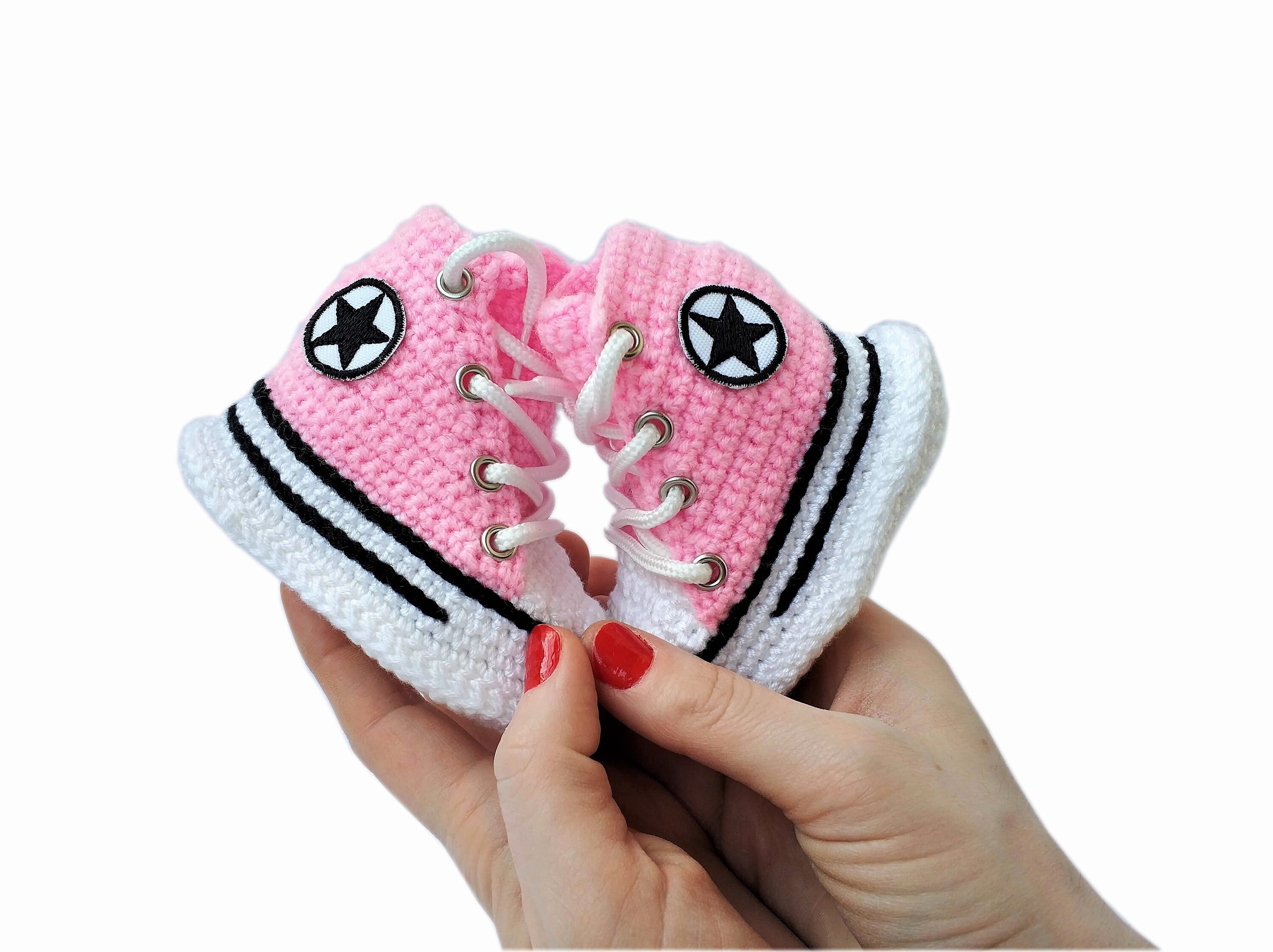 Defile temper mammalian First Star Infant High Top Pink Crochet Baby Converse - Etsy Singapore