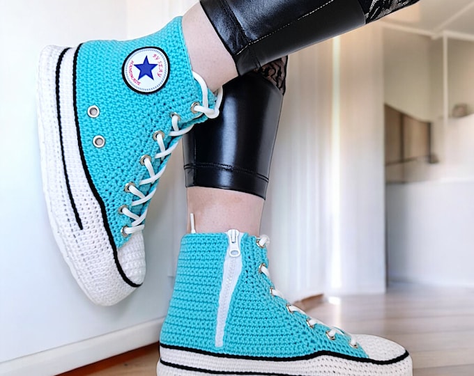 Turquoise Knitted Sneakers Style Slippers, Men, Women, Unisex, Non-slip, Birthdays, Christmas, Valentine’s Day, Gift, Custom Big Sizes Shoes