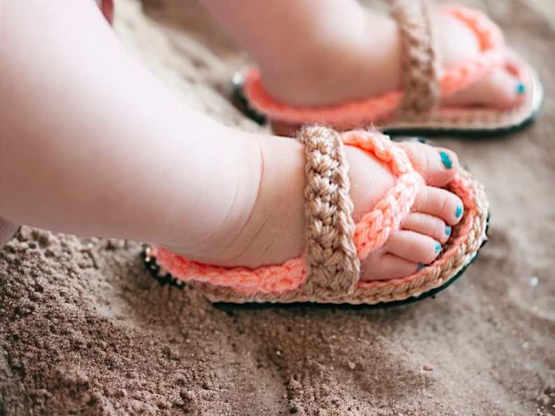 Crochet bébé tongs sandales, chaussons tricotés pour nouveau-nés, pantoufles pour nourrissons en coton doux image 5