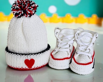 Converse baby booties and hat set 2025