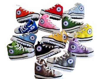 Gehäkelte Rosa Sneakers im Converse-Stil für Mädchen, Geschenk für