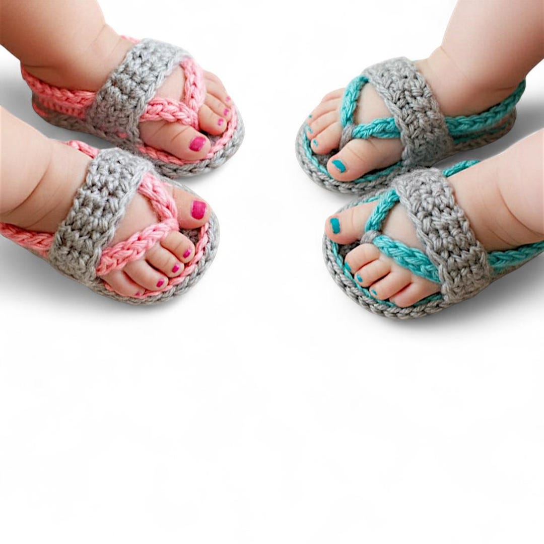 Buy Crochet Baby Flip Flops Sandals, Newborn Knit Booties, Soft