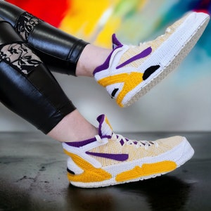 Personalized Los Angeles Basketball Sneaker Slippers - Custom Retro Low-Top Crochet Hypebeast Shoes | Rare Kobe & Jordan Gifts Sneakerheads