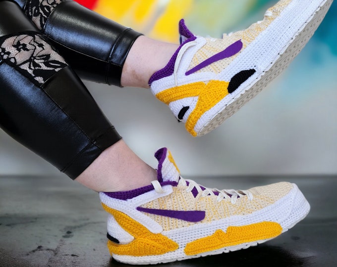 Custom Los Angeles Basketball Sneaker Slippers - Personalized Retro Low-Top Crochet Hypebeast Shoes | Rare Kobe & Jordan Gifts Sneakerheads