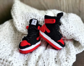 Crochet Air Jordan Knit Shoes Baby Jordan Hat Sneaker Set – Aunt