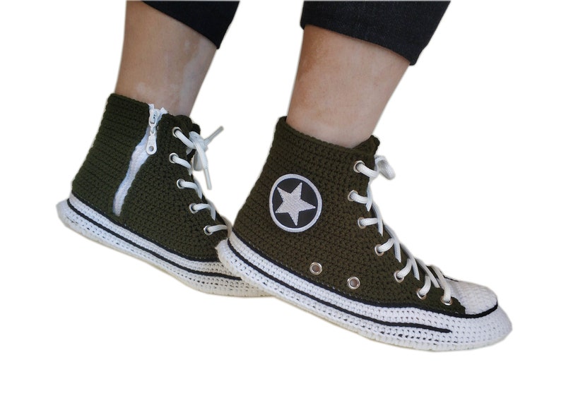 Army Green Military Converse High Top Slippers Custom | Etsy