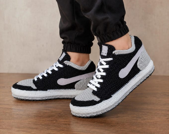 Jordan Crochet Low Top Slippers, Unisex Basketball Sneaker House Shoes