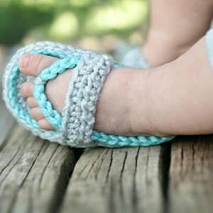 Crochet bébé tongs sandales, chaussons tricotés pour nouveau-nés, pantoufles pour nourrissons en coton doux image 2