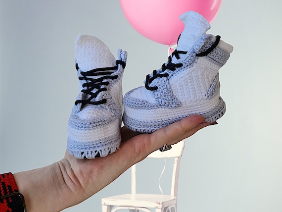 Baby Sneaker Jordan Style Crochet Booties Newborn Gift Retro Basketball Baby Crib Shoes Gender Reveal Personalized Gift Baby Custom Gift Etsy