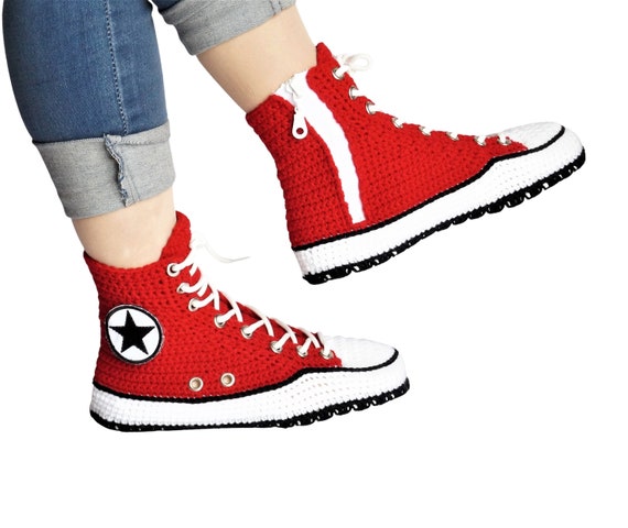 Oponerse a Largo comentario Buy Red Converse Sneakers Slippers Big Plush Soft Home Shoes Online in  India - Etsy