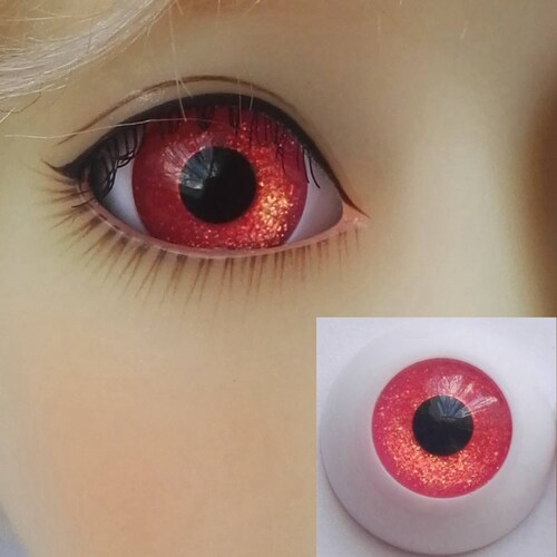 8mm Hand Made BJD Doll Eyes Shining Red Acrylic Half Ball 