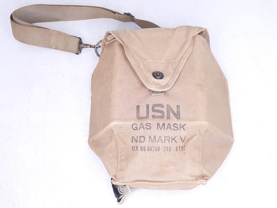 Vintage USN Gas Mask ND Mark V Carrying Bag With Strap and Belt