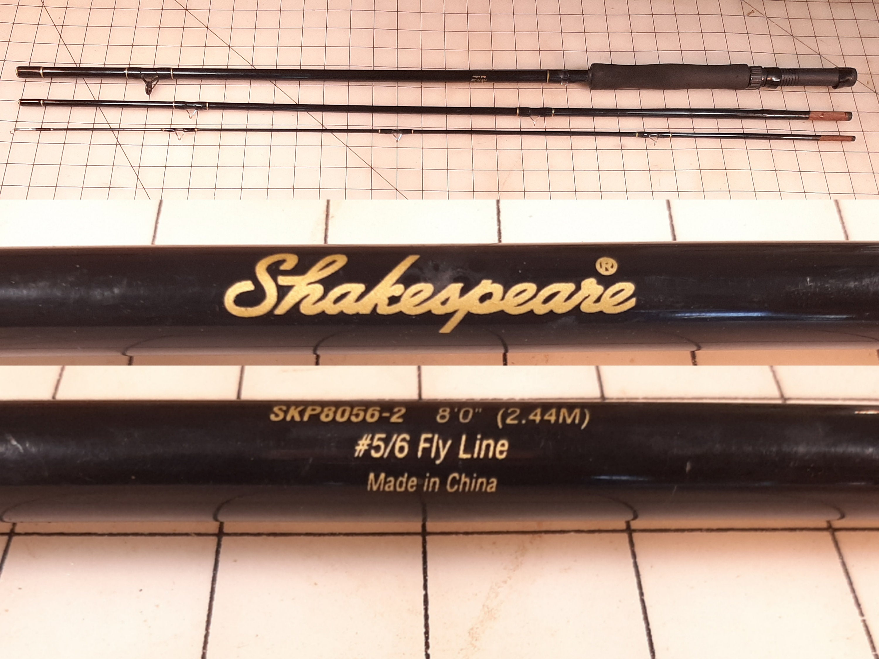 Vintage Shakespeare Fly Rod, 3pc. 8', 5/6wt, Made in China, Very