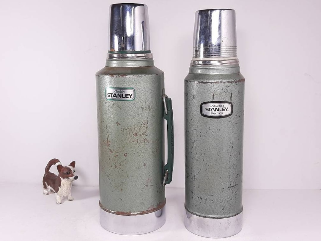 Vintage Stanley Aladdin thermos 4 pc lot used new 32 oz quart 1 liter Green  Blue