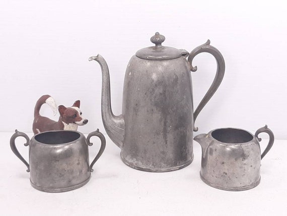 Vintage Ray Silver Co. 1515 Pewter Tea Set, Pewter Pitcher With