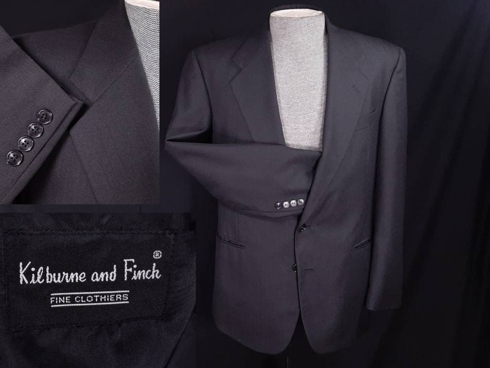 Vintage Kilburne and Finch Sport Coat, 40R, Black, 2 Button Front 