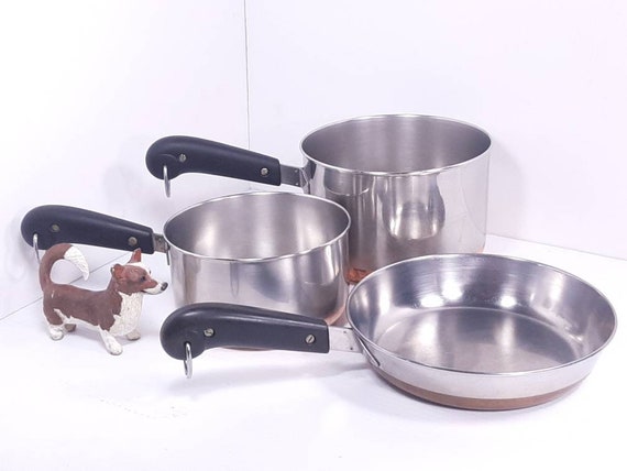 Revere Ware 1801 Copper Bottom Cookware Set Pots and Pans Vintage lot of 12