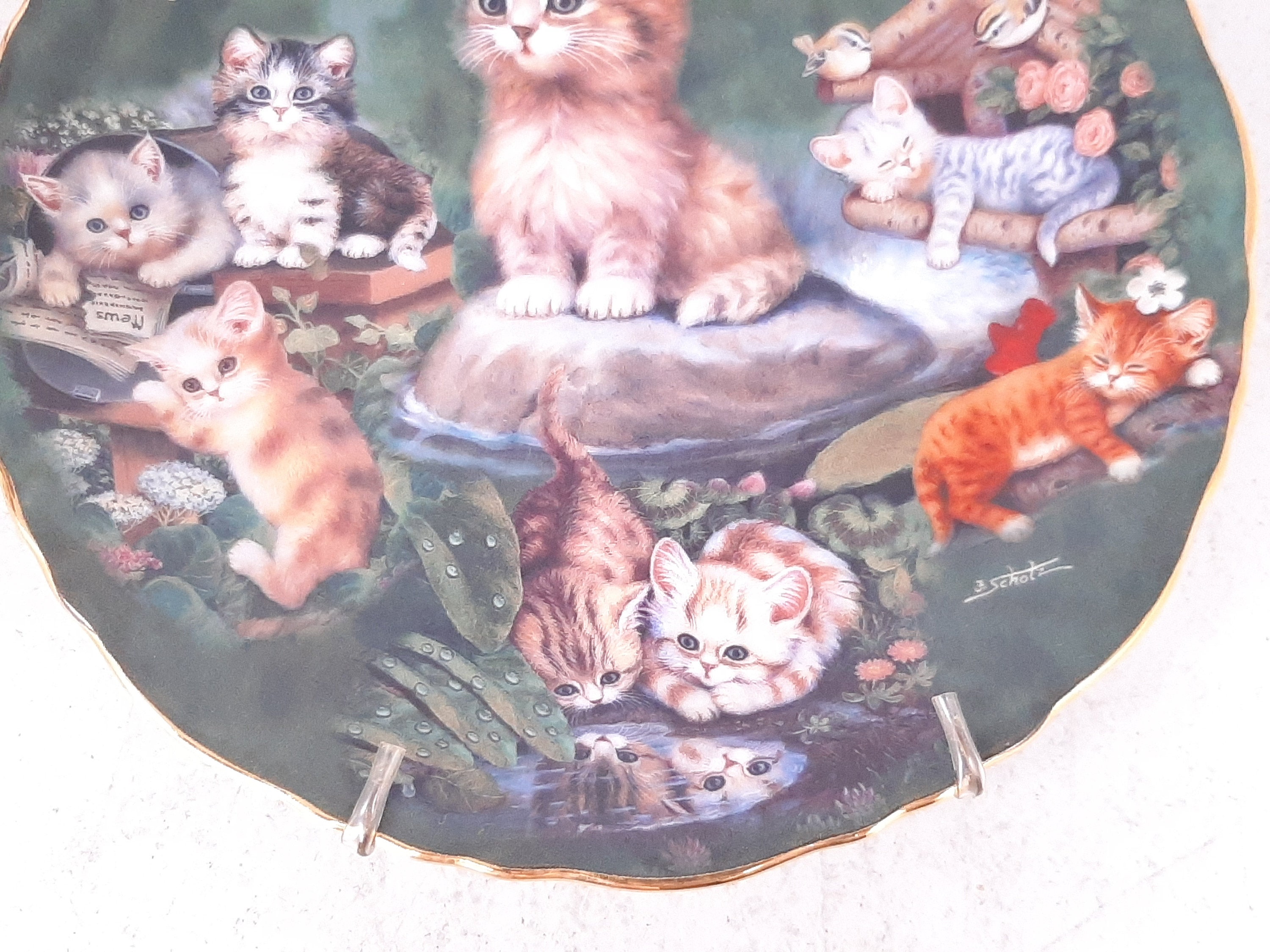 鉄道プレート ８枚セット　昭和12年・13年・17年 Vintage 2001 Bradford Exchange Plate & Hanger, Purr-fect Love by