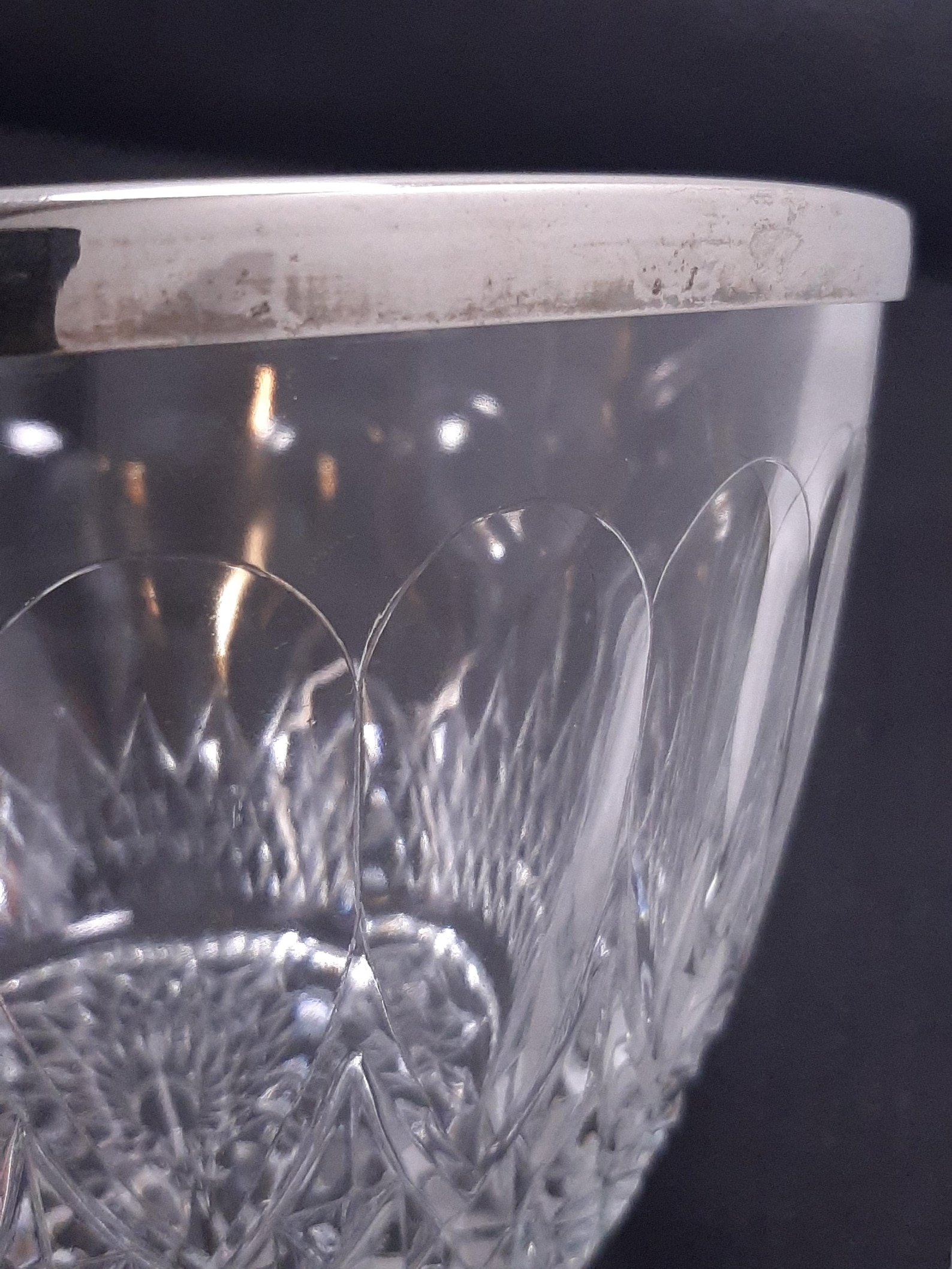 Vintage Silver Rimmed Glass Bowl Made in England, 9