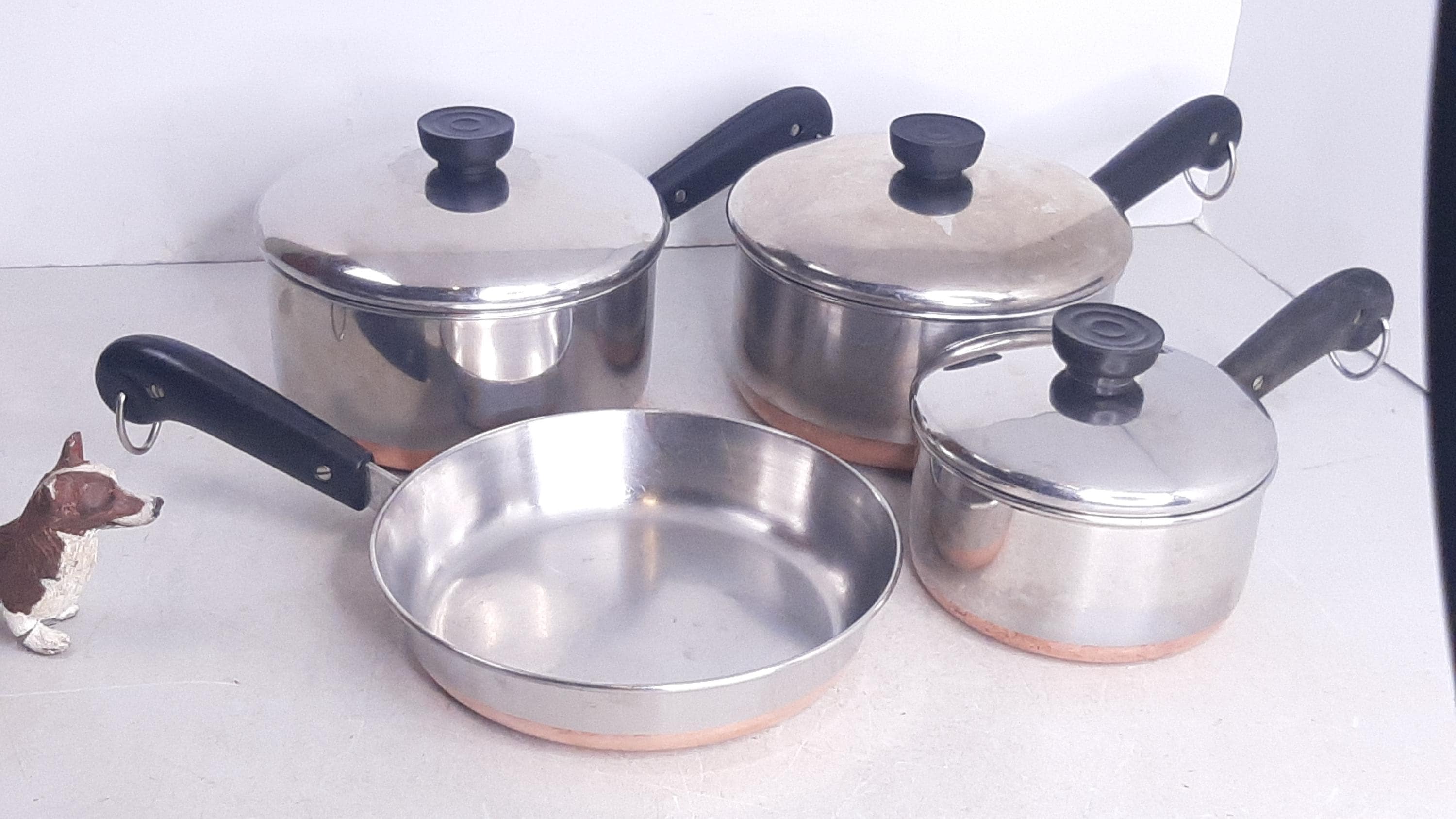 7pc Set of Vintage Pre 1968 Revere Ware 1801 Cookware, 8