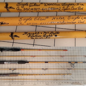 3 Vintage Wright & McGill Rods, Eagle Claw Denco Super II DSCM 6' Casting  Rod, Feather Light MLWL 5'; Water Eagle WE200 Spinning Rods- Read