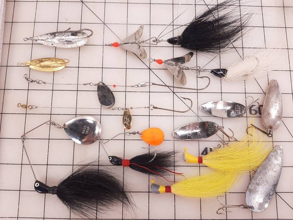 Lot de 4 leurres de pêche anciens vintage Hula Popper