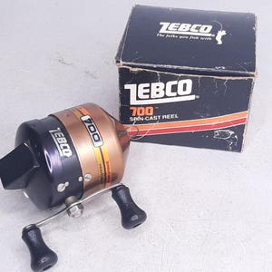 Vintage 70s Brunswick Zebco 700 Spincasting Reel With Box, Copper