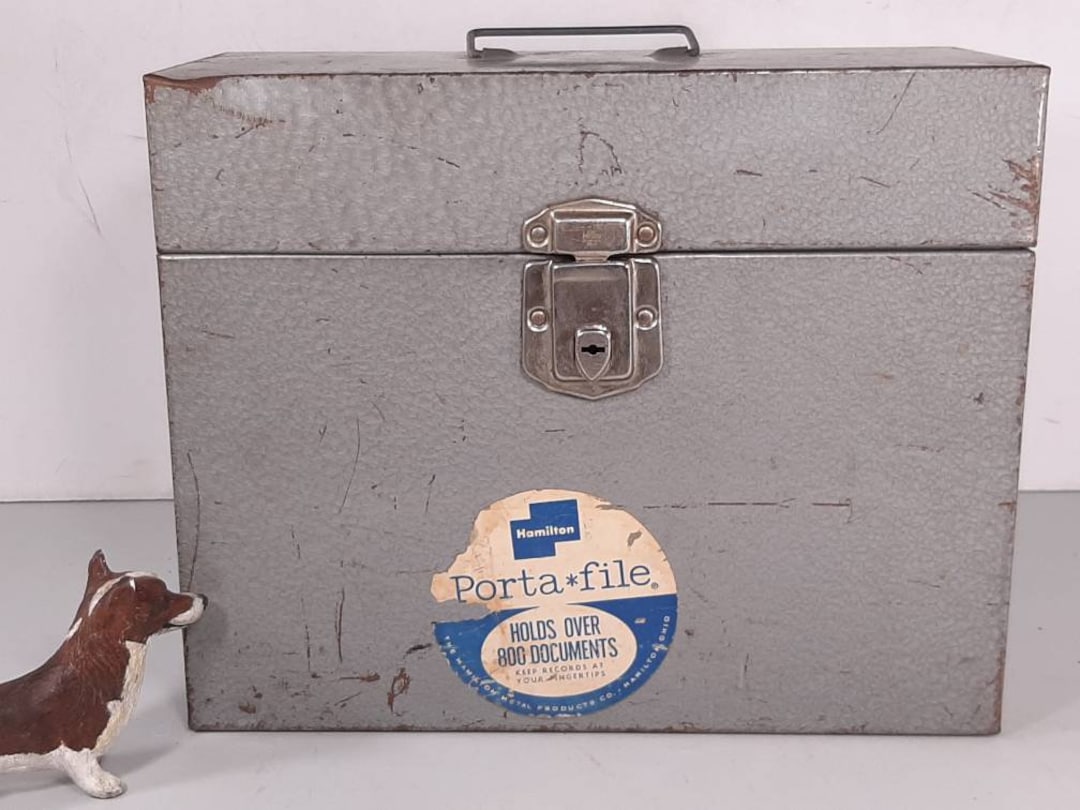 70's〜80's アメリカアンティークPORTA FILEメタルBOX　USA Vintage Porta File by Hamilton Metal Products Co., No Key