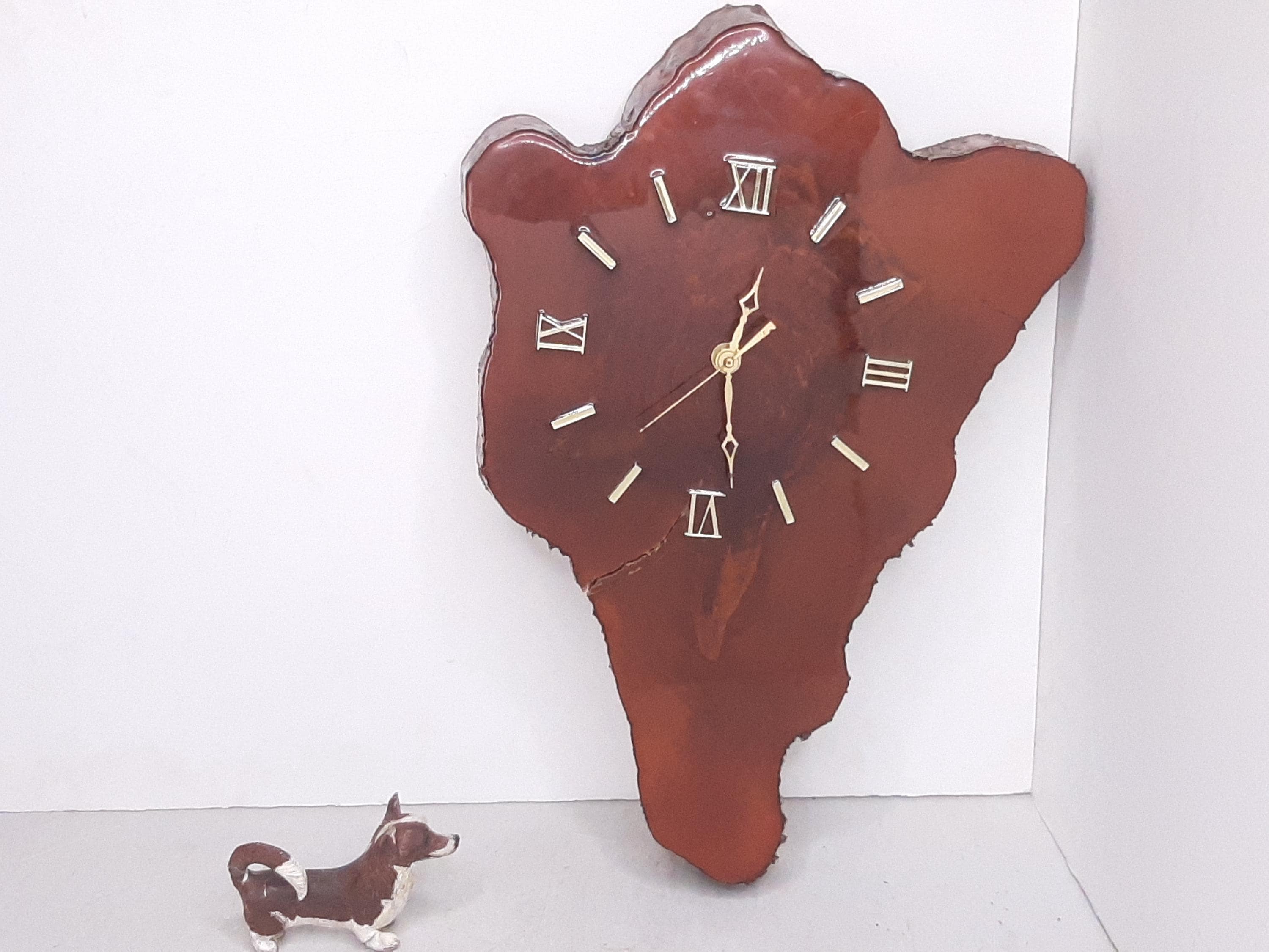 Vintage Cypress Slab Wood Wall Clock, 19