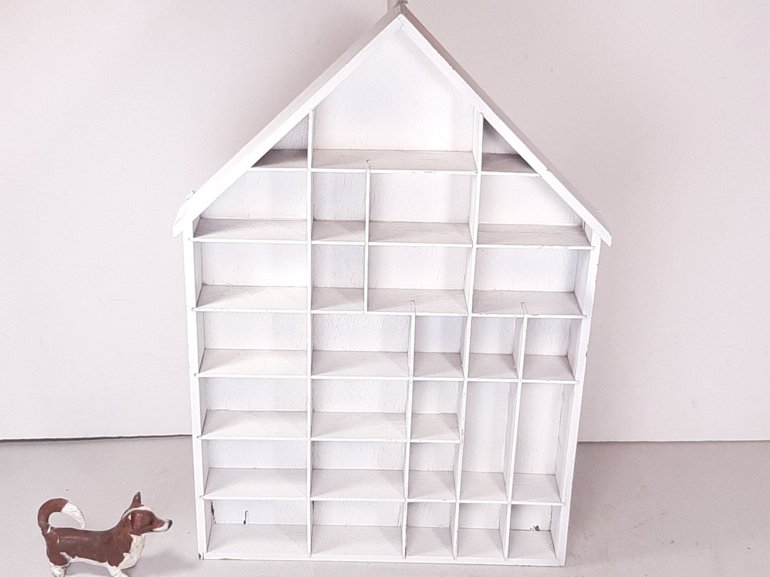 Vintage House Shaped Shadow Box Painted White 21x Etsy