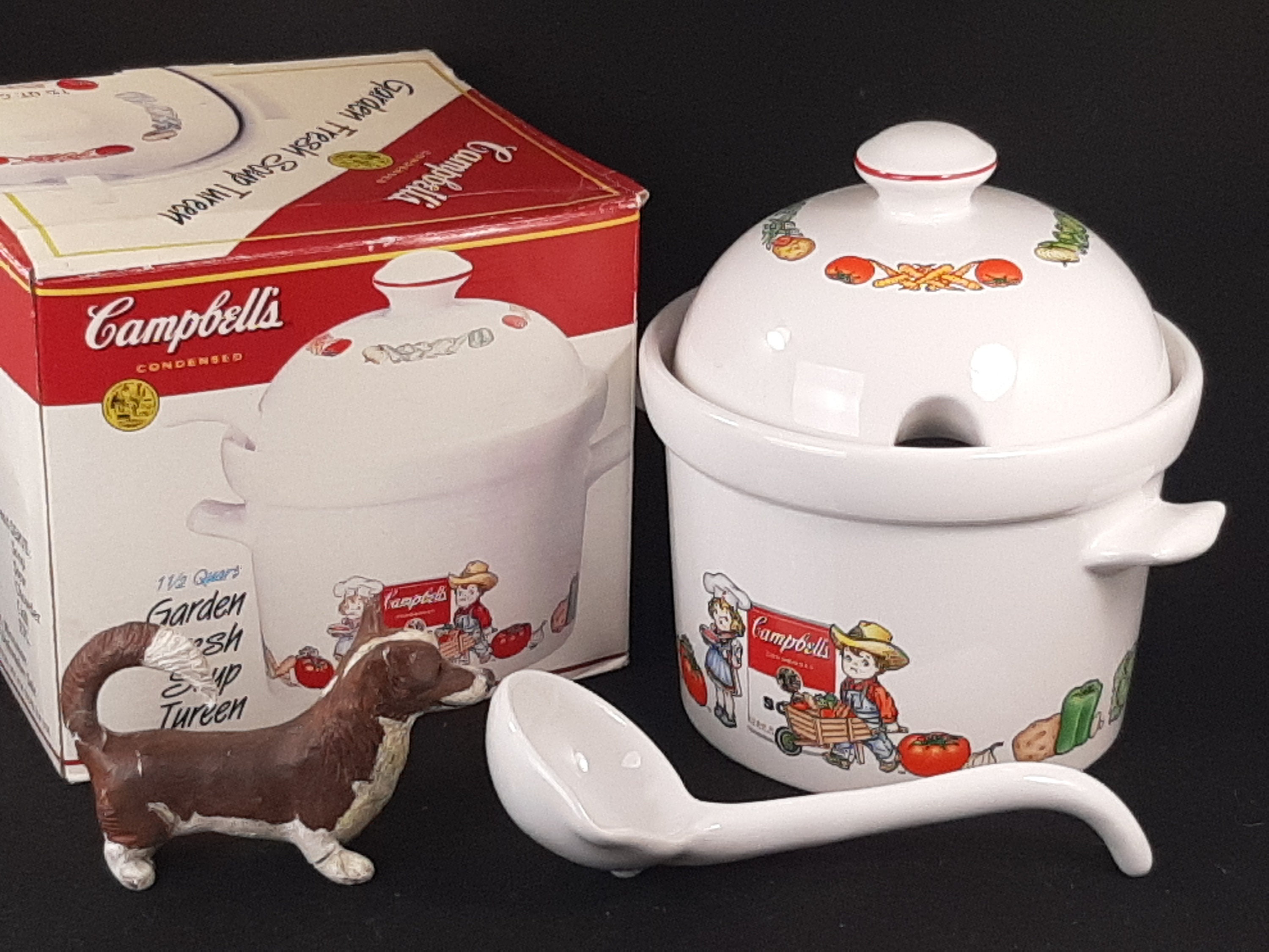 Vintage 1996 Campbell's 1.5qt Garden Fresh Soup Tureen and Ladel