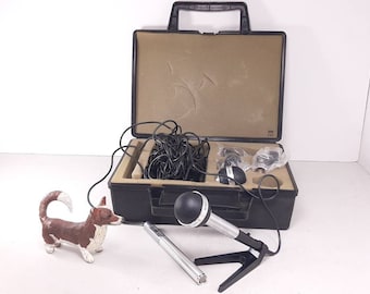 Vintage Realistic Electret Condenser Mic & Pro 100 Microphone with Accessories and Case, Electret needs Repair, Excellent Cosmetic Condition