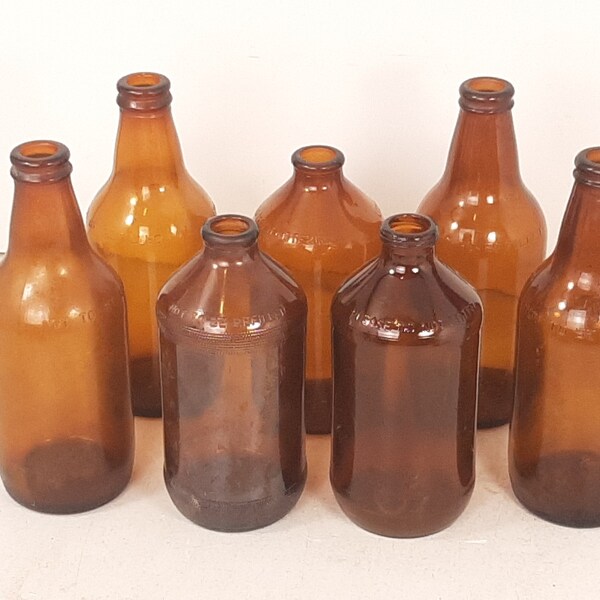 Vintage Amber Beer Bottles Etsy