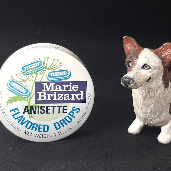 Vintage Marie Brizard Anisette Flavored Drops Tin, by Tissot Confectioners Paris, 3" Diam. Round Tin, Very Good Condition, Light Wear