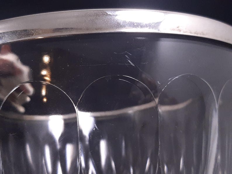 Vintage Silver Rimmed Glass Bowl Made in England, 9