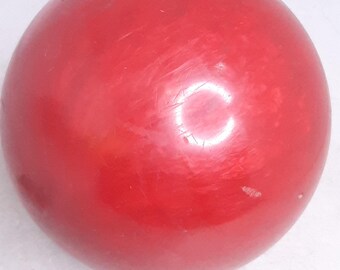 Vintage Columbia 300 White Dot Red Swirl Bowling Ball, Inscribed