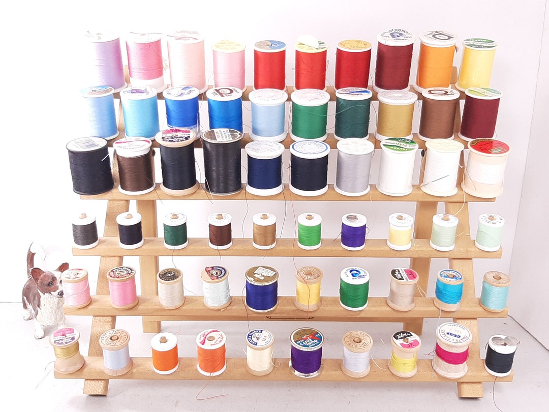 June Tailor Inc. Wooden Thread Spool Rack With 60 Spools of Polyester ...