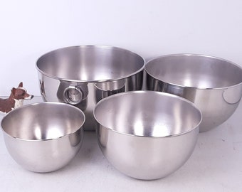 Farberware Nesting Mixing Bowls Set of 3 Double Thumb Ring Stainless Steel  