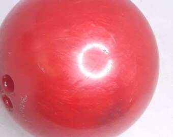 Vintage Columbia 300 White Dot Red Swirl Bowling Ball, Inscribed