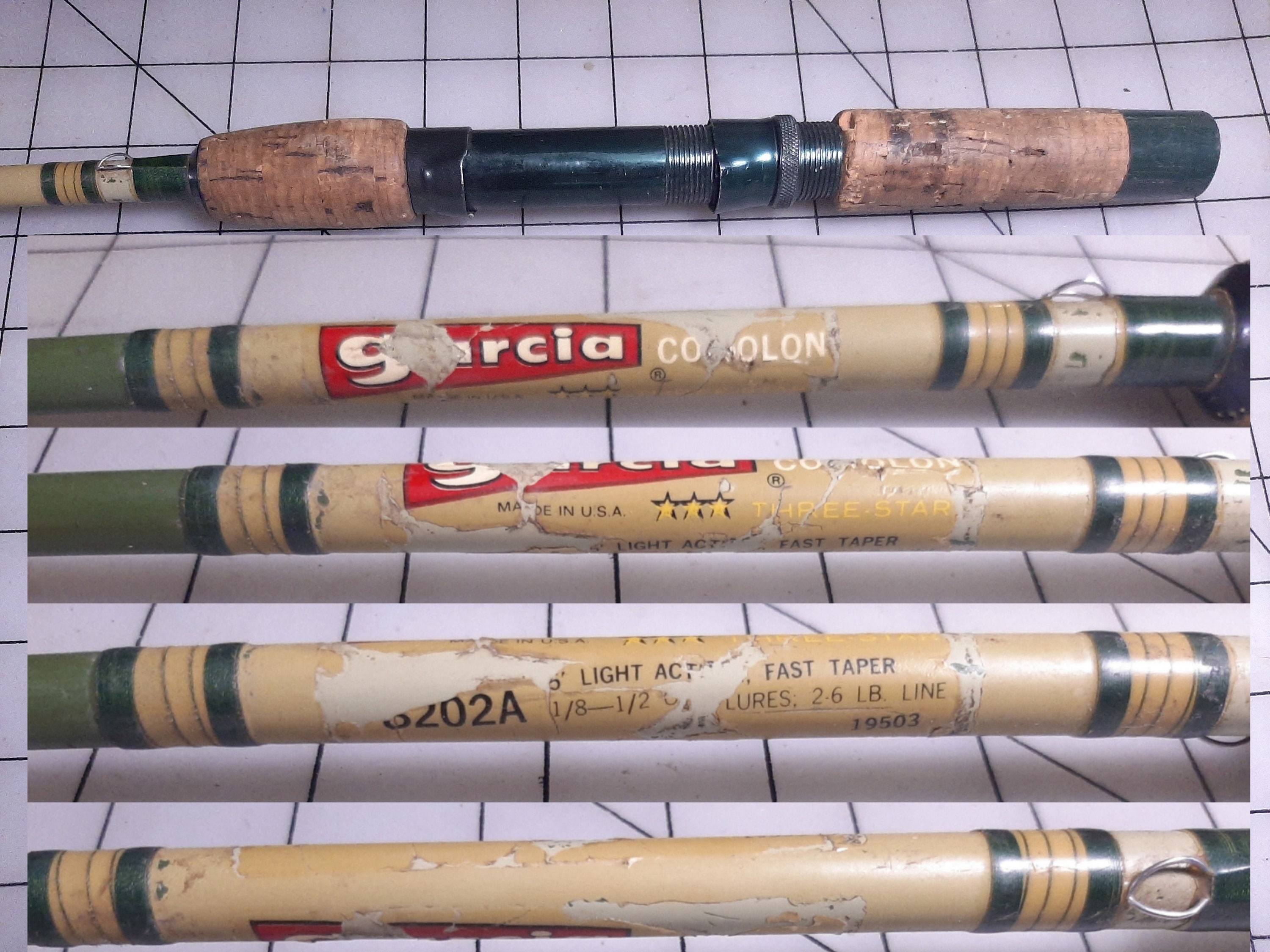 Vintage Garcia Conolon 3 Star 6' 1pc Spinning Rod #8202A