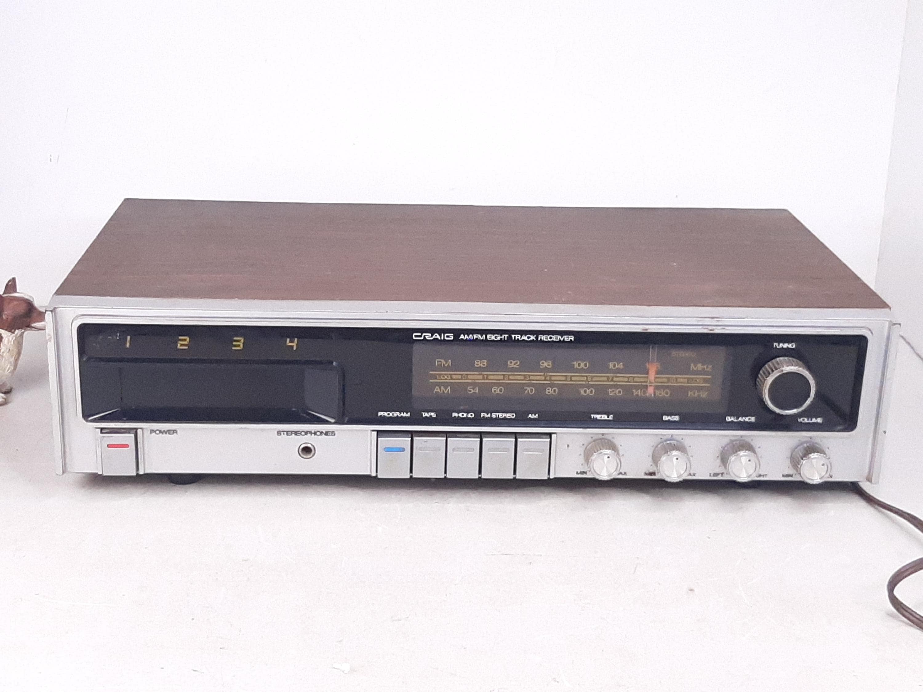 Vintage Craig 3215 Faux Wood Grain 8-track Player, AM/FM Phono