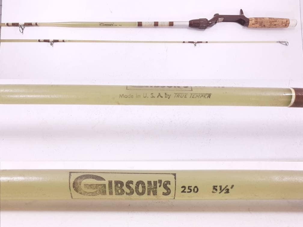 Vintage True Temper Gibson's 250 Fishing Rod, 3pc, 5'6 Fiberglass Casting  Rod, Extremely Tapered Blank, Great Condition, Gouge in Cork Grip
